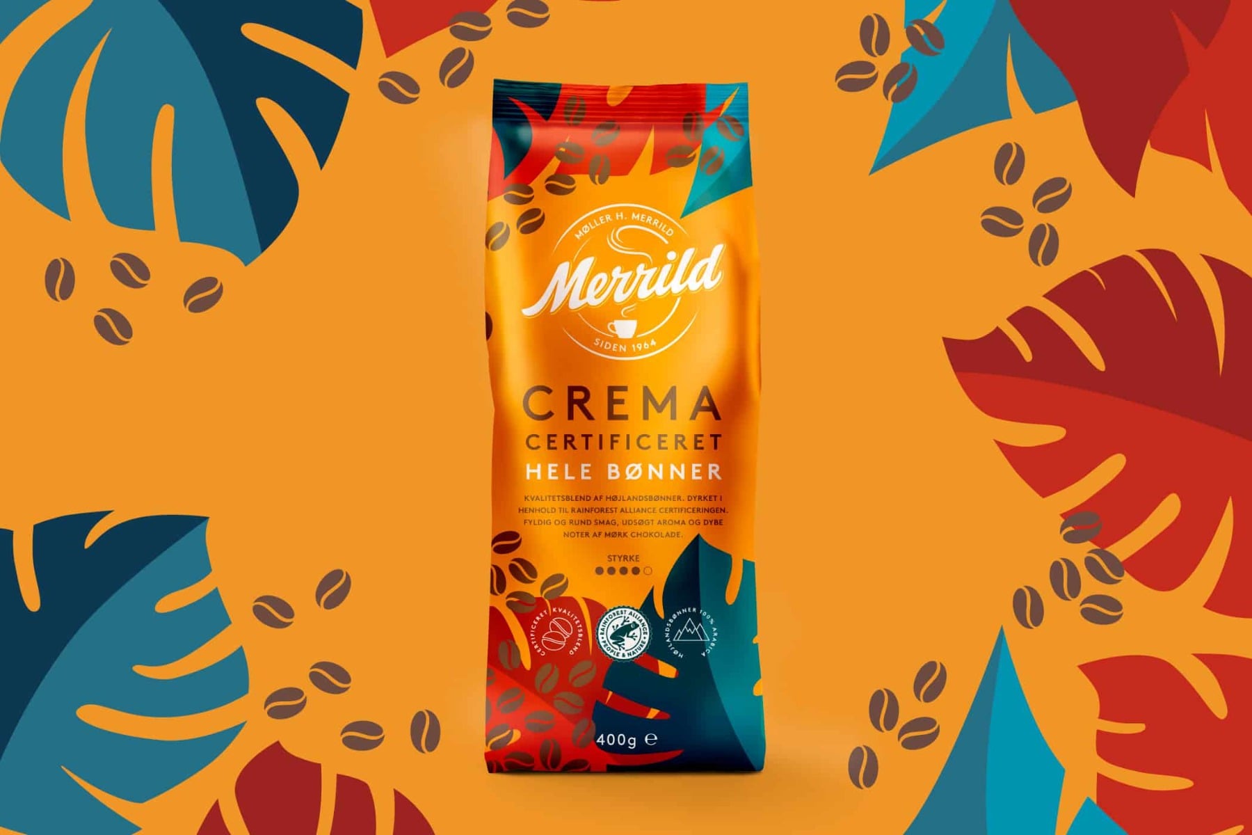 Merrild Crema Certificeret Hele Bønner - 350 g