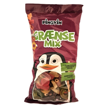 Pingvin Grænse Mix 800g blanding af lakrids, frugtgummi og vingummi