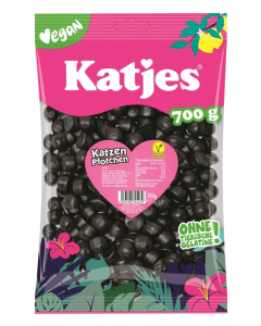 Katjes Katzen Pfötchen 700g veganske bløde lakridspoter med intens lakridssmag