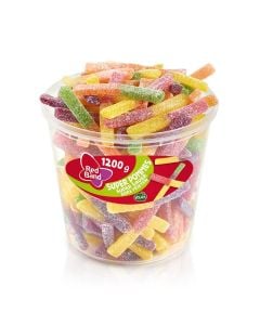 Red Band Super Pommes Supersauer sure frugtgummistænger med sukkerdrys