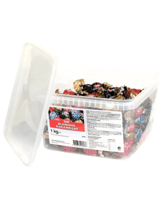 Toms Blandede Karameller 1000g mix af indpakkede karameller i fløde lakrids chokolade mint smage