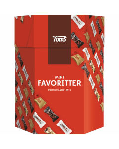 Toms Mini Favoritter 1300g mix af mini chokolader med nougat nødder karamel og frugt