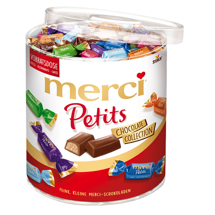 Merci Petits chokolade runddåse – blandede chokolader individuelt pakket