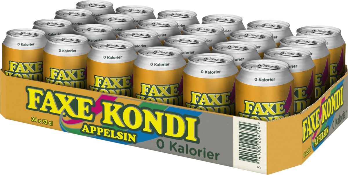 Faxe Kondi Appelsin 0 Kalorier - 24 x 0,33 L